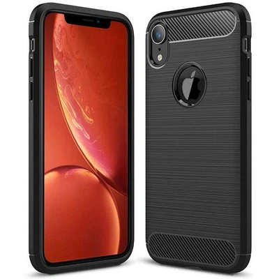 Schutz Hülle für iPhone 5 6 7 8 Plus SE X Xs Tasche Carbon Cover Case Schwarz - Bild 1 von 4