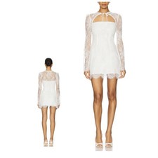 Stone Cold Fox x Revolve Claire Mini Dress in White Size Small Long Sleeve Lace