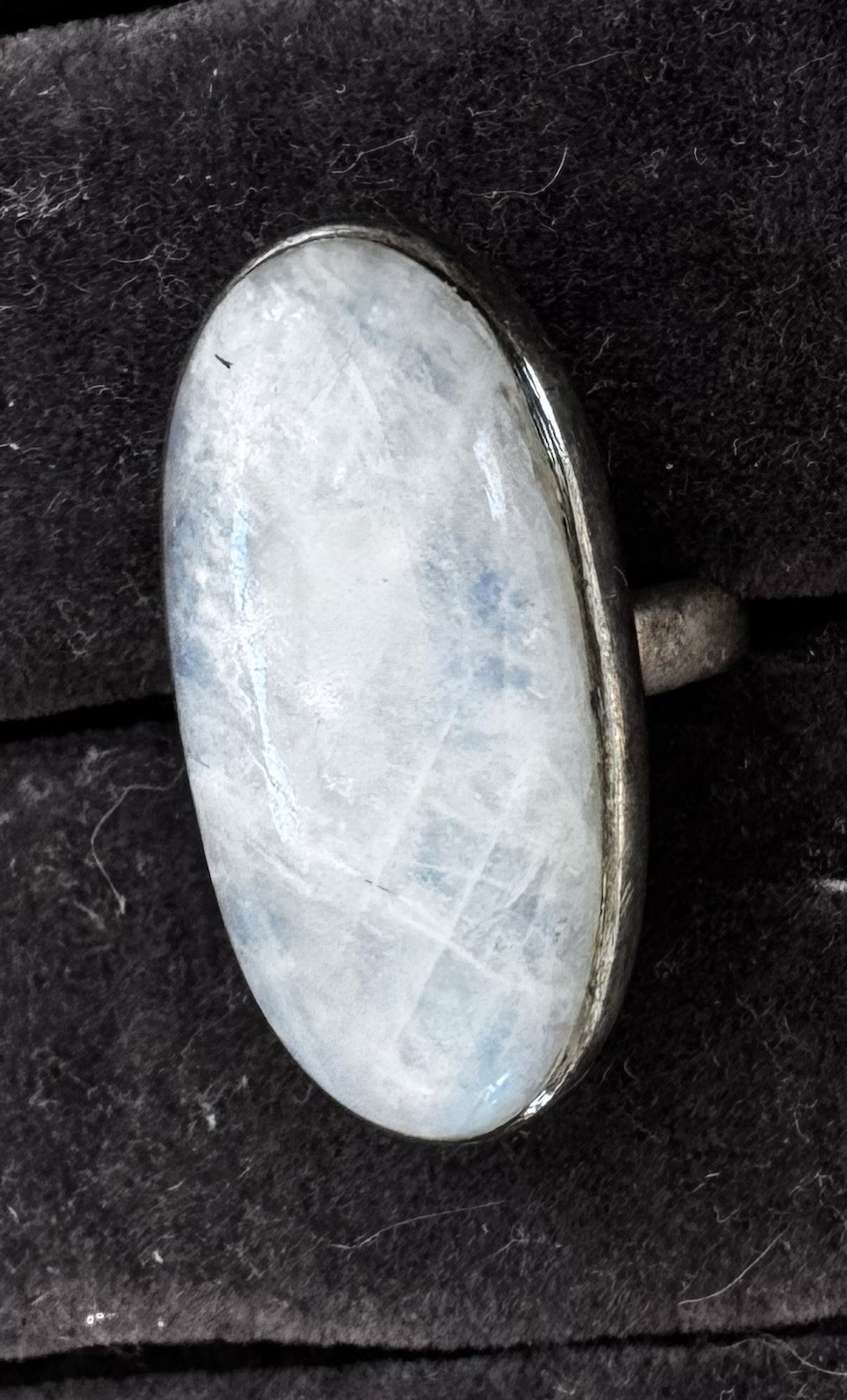 Large Rainbow Moonstone Silver Ring - image 2