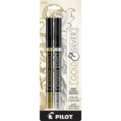 PILOT Metallic Permanent Paint Markers, 1 Each Gold & Silver, Extra Fine Point,