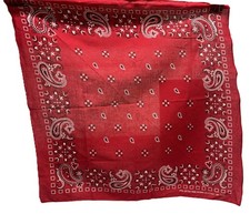Vintage NOS Red White Paisley Bandana Made In China Cotton Color Fast RN 13960
