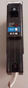 USED Eaton BRLAFGF115QN Dual Function Arc Fault/Ground Fault. 1P, 15A, 120V