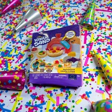 Kinetic Sand Sandbox Set 1lb Blue Sand  3 Molds Sensory Toy for Kids Age 3 