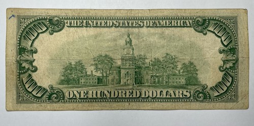 Series 1934-B 100 Dollar Bill Federal Reserve Note Circulated - Picture 2 of 2