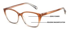 Women Translucent Progressive Reading Glasses - Clear Zero Power On Top Reader