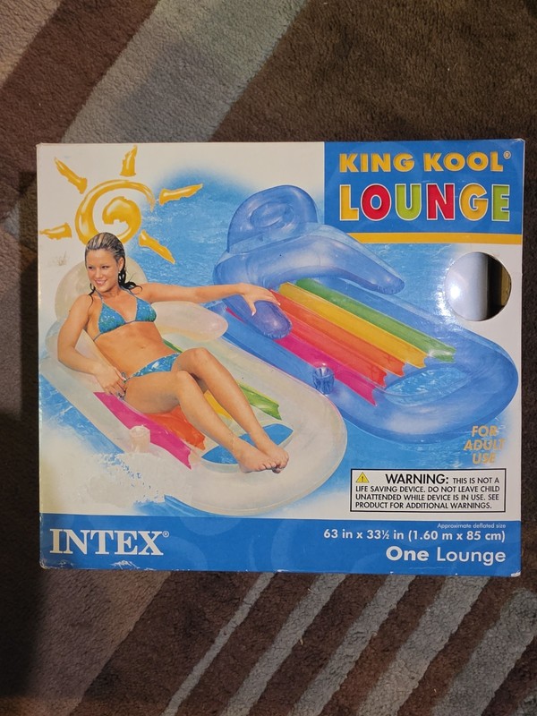 **NEW** INTEX KING KOOL INFLATABLE POOL LOUNGE FLOAT WITH HEADREST & CUP HOLDER