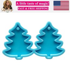 1Pc Blue Christmas Pine Tree Earrings Epoxy Resin Silicone Mold Epoxy Resin C...