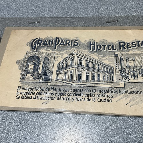 C1910s Matanzas Cuba VOLANTINO PUBBLICITARIO VOLANTINO PROMO HOTEL RISTORANTE CAFFÈ GRAN PARIS - Foto 2 di 5