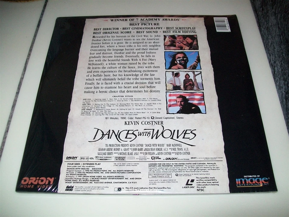 DANCES WITH WOLVES 2-Laserdisc LD SET WIDESCREEN FORMAT BRAND NEW SEALED RARE! - Image 2 of 2