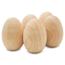 Fake Eggs to Paint, Pack of 10 Smooth Standable Wooden Eggs for Crafts, 4-3/8 In