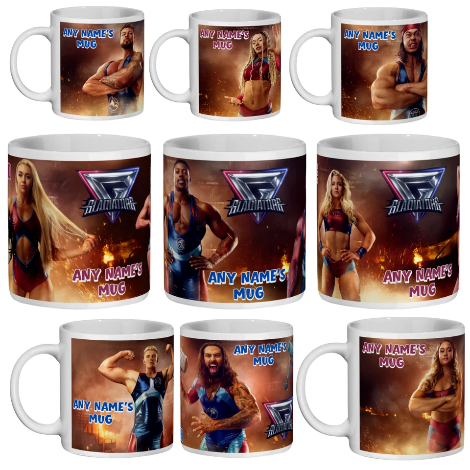Gladiators Mug Personalised Gift Any Name British Kids TV 2025 Gladiator Cup