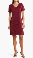 Connected L73423 Womens Merlot Crepe Jacquard Sheath Dress Size 8P