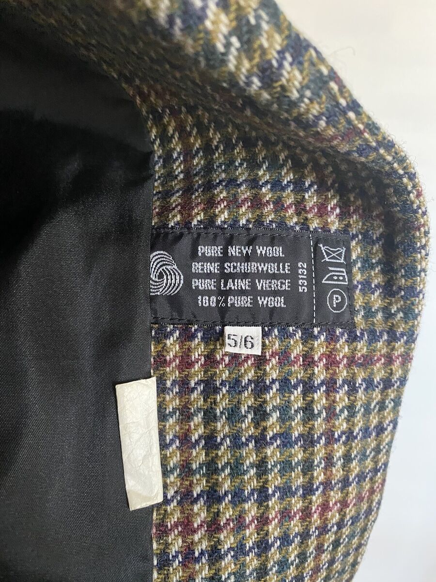 Vintage International Scene Wool Plaid Suede Collar Blazer Vintage International Scene Wool Plaid Suede Collar Blazer