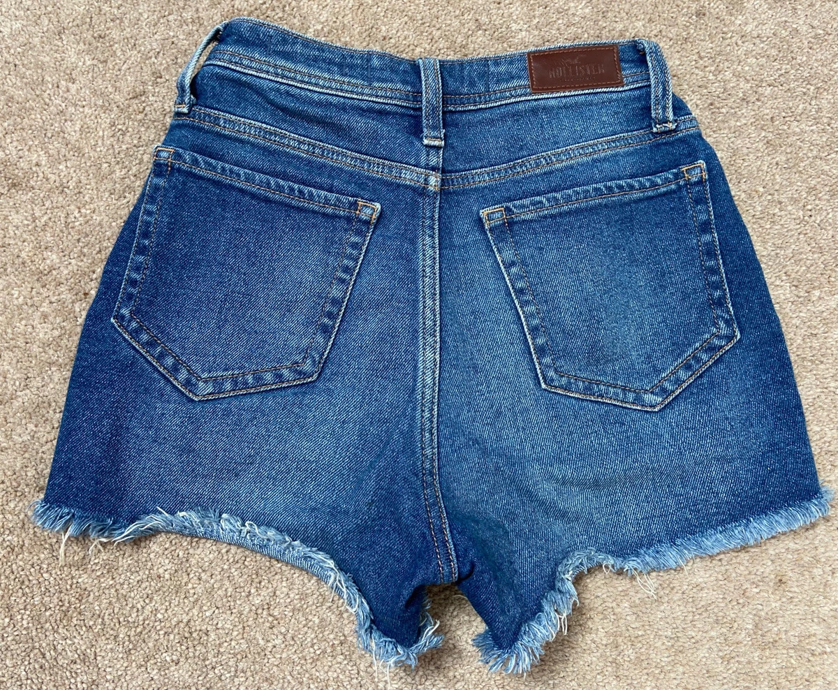 Hollister Womens Blue Denim Ultra High Rise Mom Cutoff Shorts