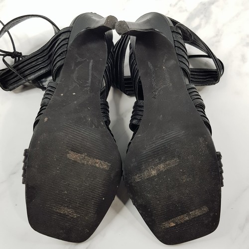 SENSO Womens Size EUR 39 Black Leather Tie Up Heels Pump Sandals Shoes - Picture 8 of 10
