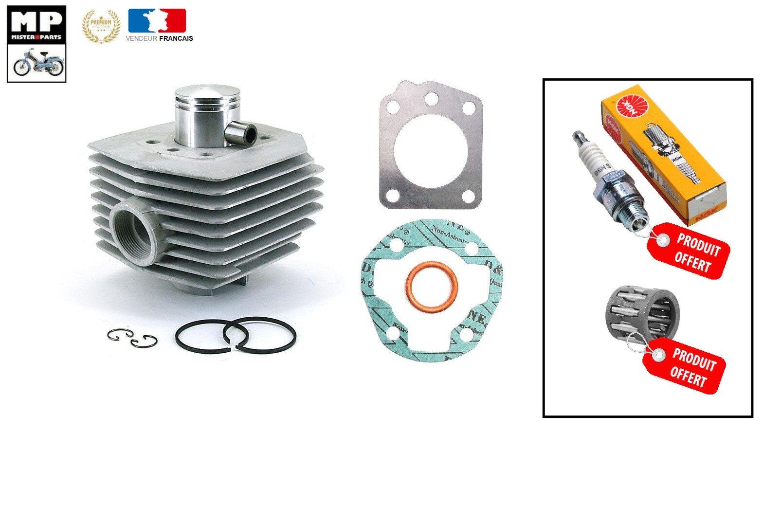 Cylindre piston haut moteur AV10 pour cyclomoteur MBK 51 Dakota