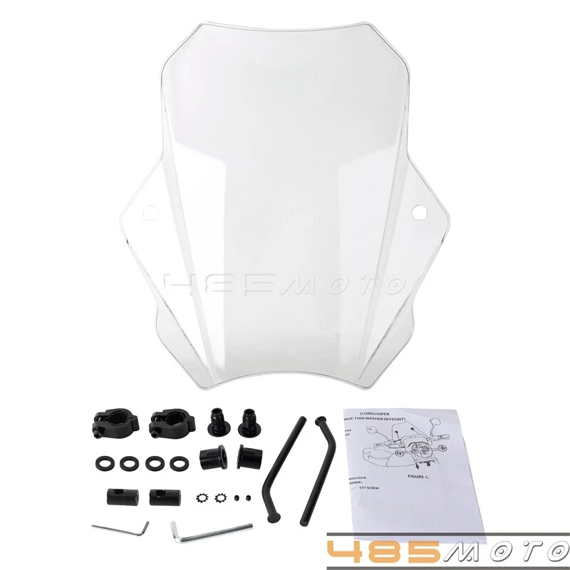 Parabrisas universal de 7/8"" 22 mm para motocicleta Harley Honda Yamaha Suzuki Foto 2 de 4