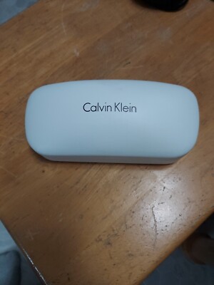 CALVIN KLEIN Large White Leather Hard Clamshell Sunglasses