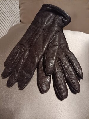 Soft Brown Leather Ladies Gloves Large Thermal Insulated 