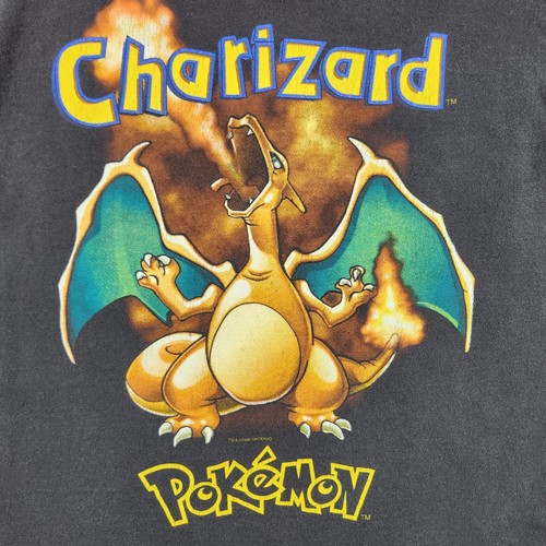 Vintage Pokemon Charizard T-Shirt Youth Medium Black 1999 Nintendo - Picture 2 of 10