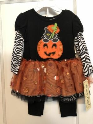 NWT Rare Too! Halloween 2 Piece Tutu Top and Legging Set Size 24  MONTHS 
