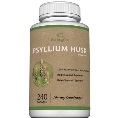 Psyllium Husk Capsules - 725mg Per Capsule - Psyllium Husk Fiber - 240 Capsules
