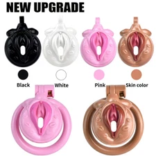 ABS Resin 4 Colors Sissy Realistic Pussy Chastity Cage with 4 Rings Lock Devices