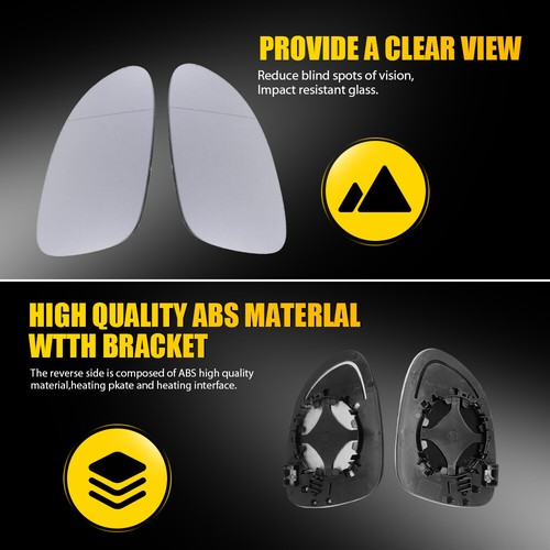 2X Left Right Side Mirror Glass Heated for VW Tiguan 2009-2017 w/Backing Plate Y - Picture 8 of 14