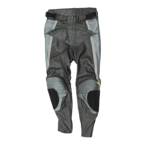 Race Line by Schuh Mens Black Leather Motorcycle Trousers | Vintage Biker Pants