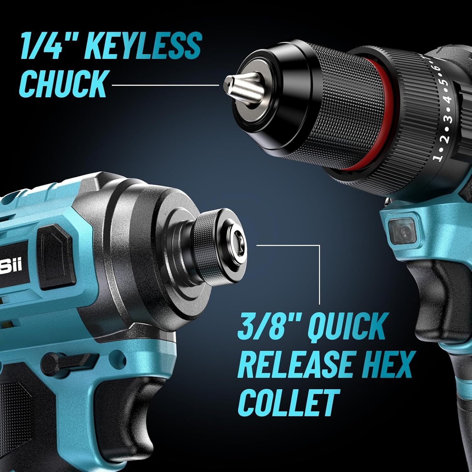 21V Electric Cordless Drill and Impact Driver, Power Tool Combo Kit 2x 4000mAh