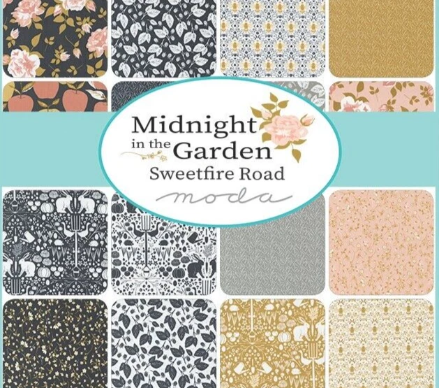 Midnight Garden Moda Fabric Sweetfire Quilt leaves Paris pink 3 yards 43125-15 - Image 3 of 4