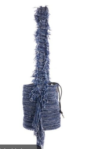 Chloe Jorge Ocean Waves Bucket Bag Striped Cashmere-Blend Knit Crossbody-NEW! - Picture 3 of 6