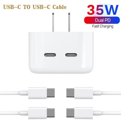 35W USB-C Dual Port Fast Charger Cube PD Adapter For iPhone 16 15 Pro Max Plus