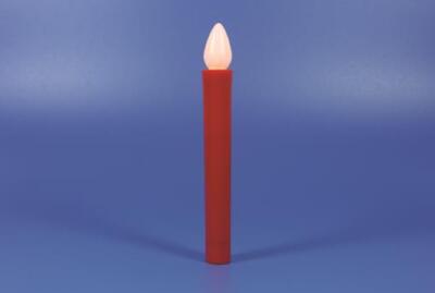 Hellum LED Kerze flammenlos 17,5 cm rot stehendes Gelblicht Batteriebetrieben