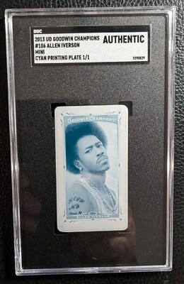 2013 UD GOODWIN MINI ALLEN IVERSON CYAN PRINTING PLATE 1/1 HOF SGC AUTHENTIC