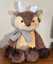 Animal Adventure 2017 Stuffed Plush Brown Reindeer Gray Scarf, New (Other), 31"
