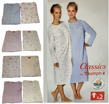 TRIUMPH 2 pezzi camicia notte cotone manica lunga TIMELESS girocollo serafino 