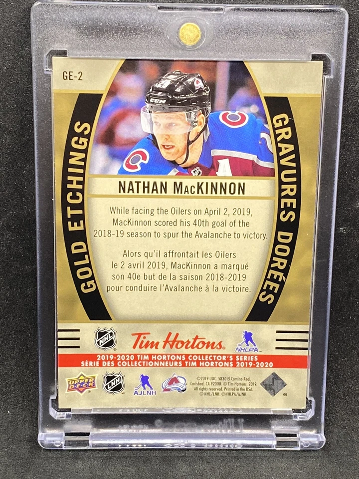 Tarjeta de inversión refractor de oro raro Nathan MacKinnon SSP CUBIERTA SUPERIOR AVALANCHA Foto 2 de 2