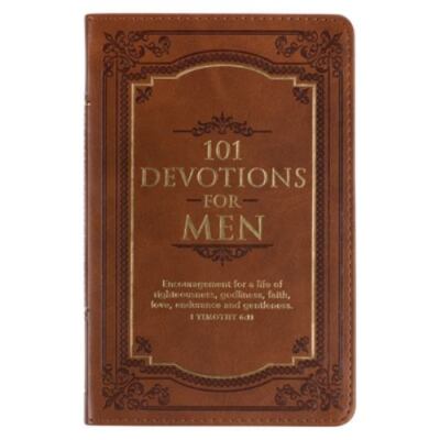 101 Devotions for Men, Encouragement for a Life of Faith, Brown Faux Leather...