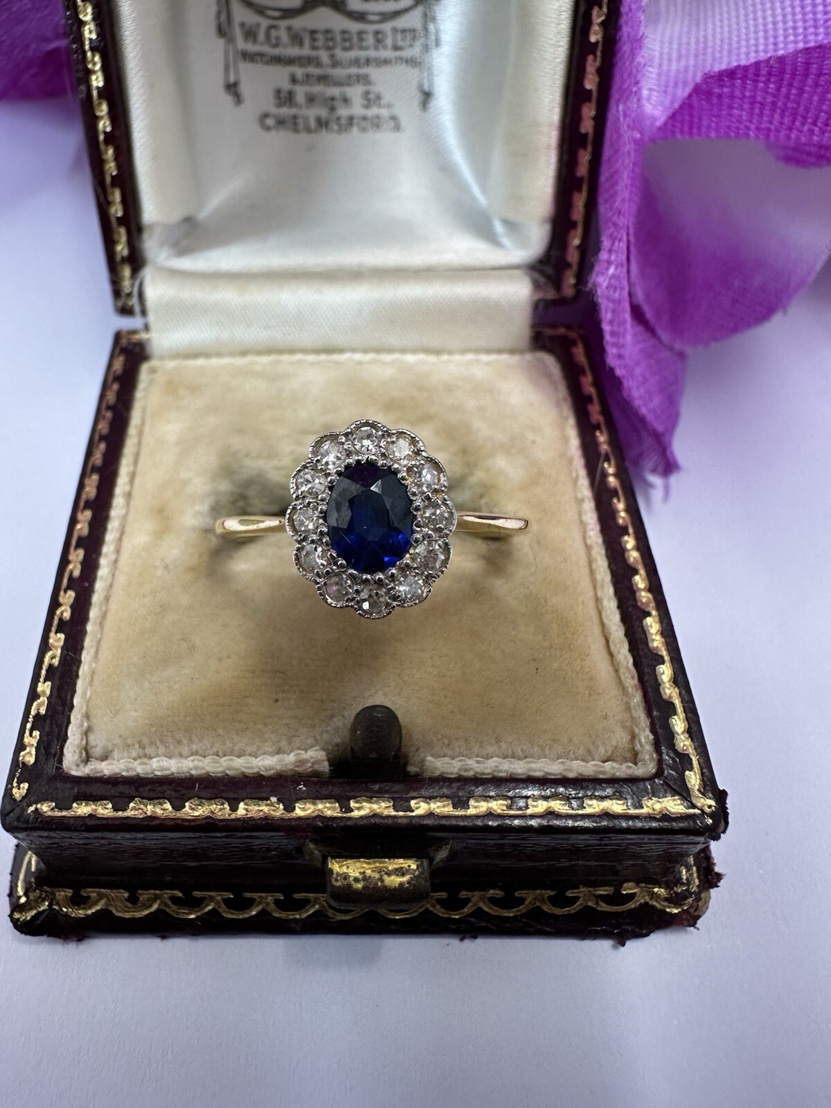 1920s Sapphire & Diamond Lovely Ring 18k Yellow Gold