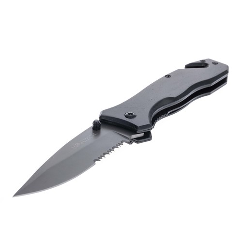 ASR Outdoor 8.25 Inch Rescue Knife with Belt Clip Seat Belt Cutter - Black - Picture 5 of 9