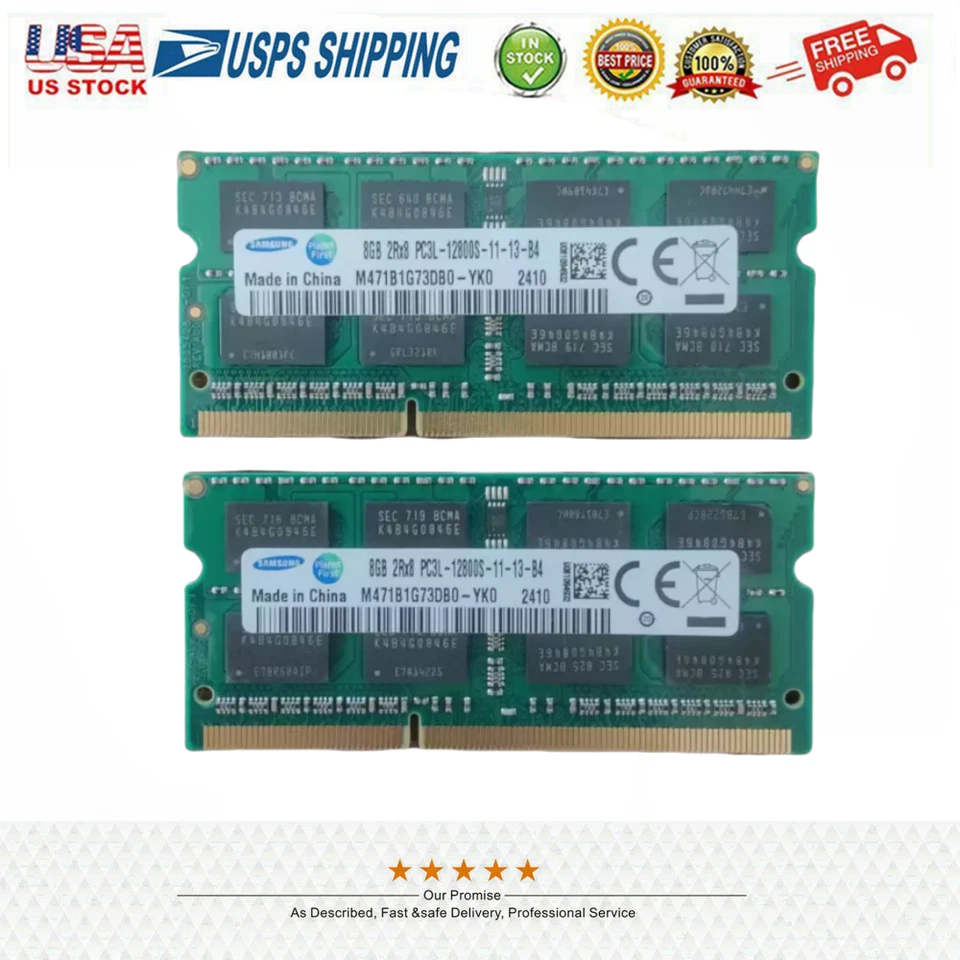 Samsung DDR3L 1600MHZ 16GB 2x8GB 2RX8 PC3L-12800S 1.35V SODIMM RAM Laptop Memory - Image 2 of 4