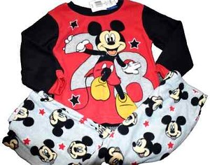E5 !WOW! NWT 3T Disney MICKEY MOUSE Stars 28 Fleece Shirt Pants Pajamas Set