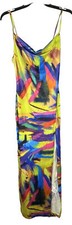 Women’s SheIn Medium Multicolor Long Spaghetti Strapped Slit Dress Scoop Neck