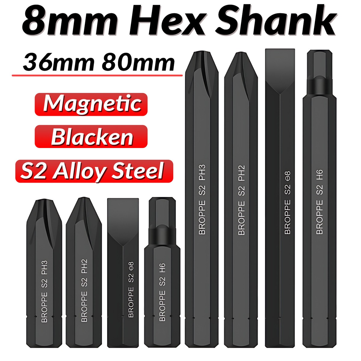 Magnetic Impact Driver Bit Set Phillips/Hex/Slot Screwdriver Bits