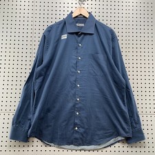 Peter Millar Pocket Button Shirt Blue Long Sleeve Polka Dot Mens XL 26.5x31