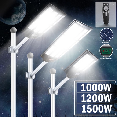 1500W LED Solar Street Light Waterproof Motion Sensor Parking Lot Light w/ Pole - Picture 2 of 129