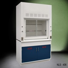 Fisher American 4' Chemical Fume Hood Exhaust w/ ACID Storage Cabinet  / E1-413