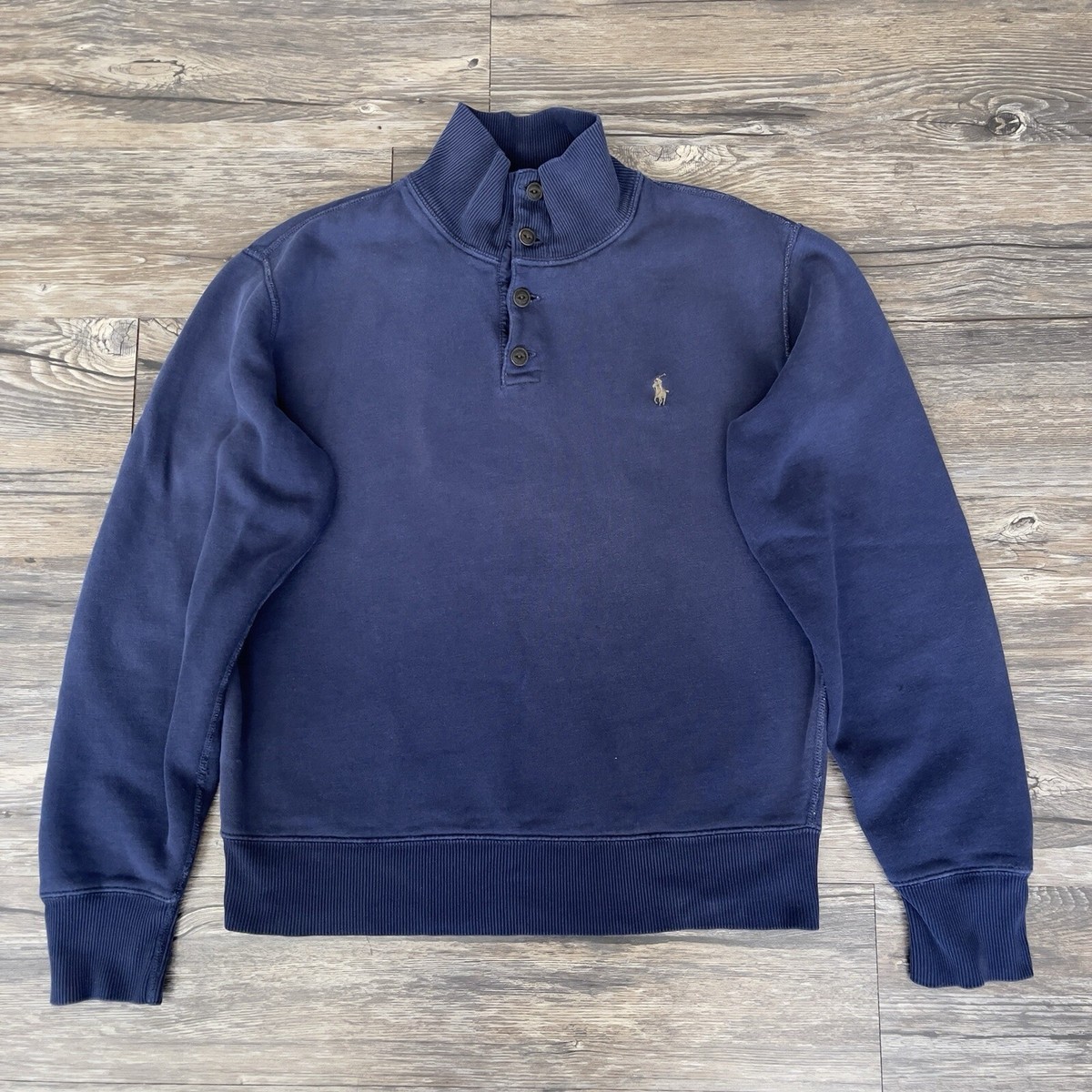 POLO RALPH LAUREN ホニ刺繍クルネックスウェットシャツ Vtg Polo Ralph Lauren 1/4 Button Mockneck Sweatshirt