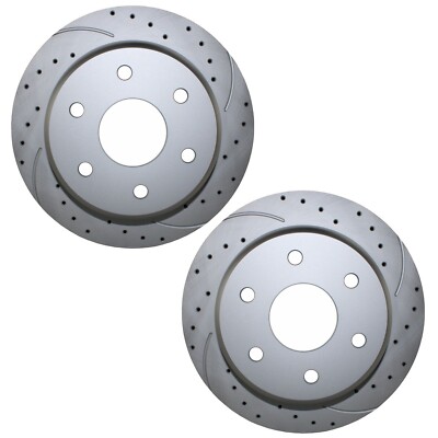 Bison Performance Pair Rear Drill Coat 330mm Brake Rotors for Cadillac Chevy GMC